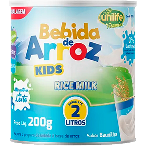 Bebida de Arroz Kids Rice Milk Sem Lactose 200g Unilife