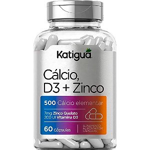 Cálcio Vitamina D3 e Zinco 60 Cápsulas Katiguá