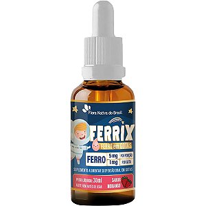Ferro Em Gotas Ferrix Kids 30ml Flora Nativa Sabor Morango