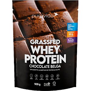 Whey Protein Grassfed Chocolate Belga 900g Puravida