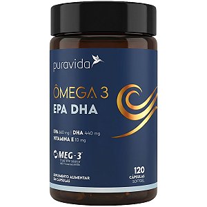 Ômega 3 EPA DHA 120 Cápsulas Puravida