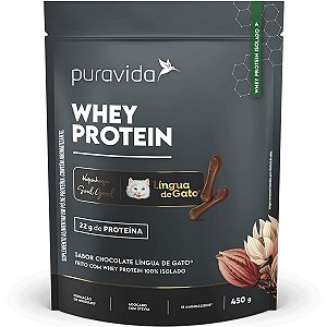 Whey Protein Isolado Chocolate Língua De Gato Puravida 450g