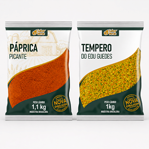 Kit Tempero Do Edu 1kg + Páprica Picante 1,1kg Sabor Verde