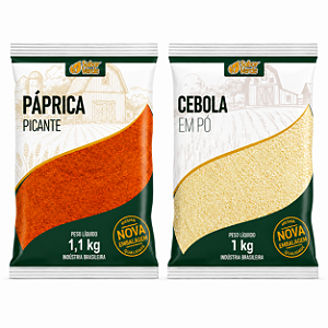 Kit Cebola Pó 1kg + Páprica Picante 1,1kg Sabor Verde
