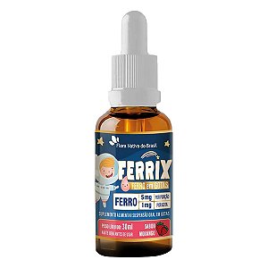 Ferro Em Gotas Ferrix Kids 30ml Flora Nativa Sabor Morango