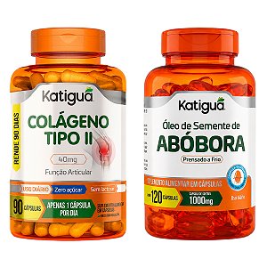 Kit Colágeno Tipo II 40mg + Óleo de Semente de Abóbora Katiguá