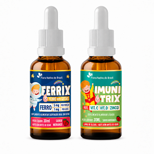 Kit Ferrix 30ml Sabor Morango + Imunitrix Kids 30ml Flora Nativa