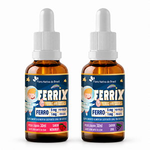 Kit Ferrix 30ml Morango + Ferrix Kids 30ml Uva Flora Nativa