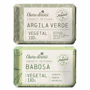 Kit Sabonetes de Argila 110g + Sabonete de Babosa 110g Cheiro de Ervas