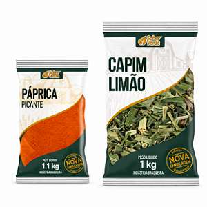Kit Páprica Defumada 1,1kg + Capim-limão 1kg Sabor Verde