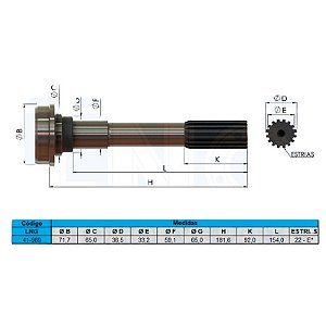 Ponte Cardan Traseiro Hilux SRV 4x4 2016/ - 181,6mm 22E