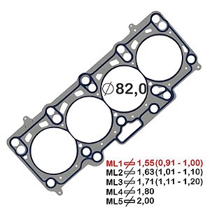 JUNTA CABEÇOTE ACO INOX 2PIC 1.55MM AMAROK 2.0 2010/ L 16V DOHC L4 163CV