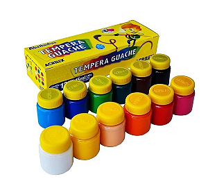 TINTA GUACHE 12 CORES 15ML CADA - ACRILEX