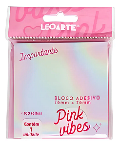 BLOCO ADESIVO DE NOTAS PINK VIBES HOLOGRÁFICO 100 FOLHAS