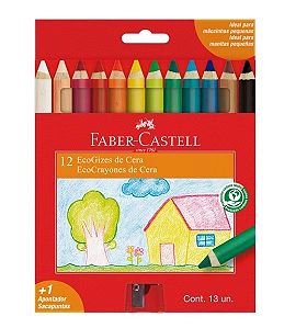 GIZ DE CERA ECOGIZ DE MADEIRA 12 CORES - FABER-CASTELL