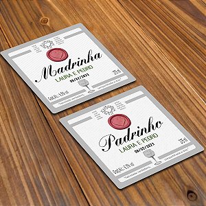 Adesivo 8x8cm para Gin do Casamento Padrinho Madrinha Rótulo