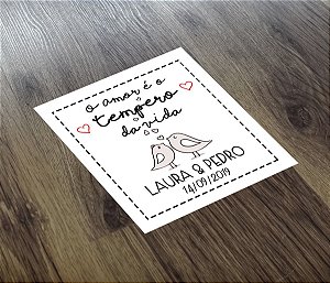 Adesivo O Amor é o Tempero da Vida Garrafinhas Rótulo