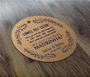 S Tag Kraft Convite dos Padrinhos Padrinho Madrinha com Sisal