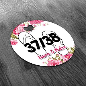 S Tag Floral Numeração de Chinelo Casamento Festas