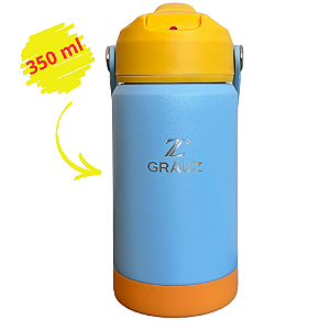 GARRAFA TÉRMICA KIDS GRAUZ AZUL 350 ML COM TAMPA E CANUDO