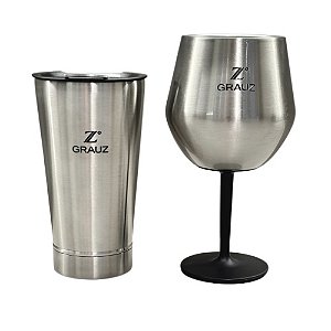 KIT TAÇA + COPO TÉRMICOS INOX