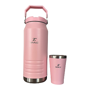 GALÃO TÉRMICO GRAUZ ROSA 1,6 L COM TAMPA E CANUDO