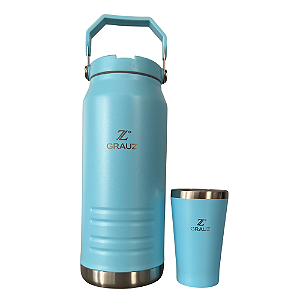 GALÃO TÉRMICO GRAUZ AZUL 1,6 L COM TAMPA E CANUDO