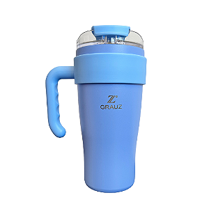 COPO TÉRMICO GRAUZ AZUL 800 ML COM TAMPA E CANUDO