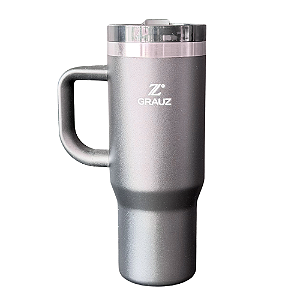 NOVO - COPO TÉRMICO GRAUZ PRETO 900ml COM TAMPA E CANUDO DOBRÁVEL