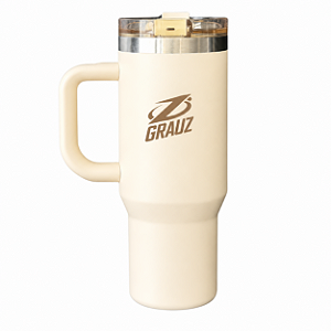 NOVO - COPO TÉRMICO GRAUZ OFF WHITE 900ml COM TAMPA E CANUDO DOBRÁVEL