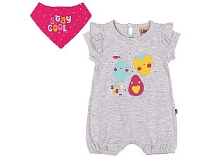 Macaquinho Bebê Menina Frutas + Bandana Mescla/Pink