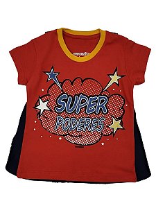 Blusa Temática com capa - Super Poderes - Baby Look