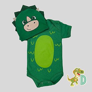 Body temático Dinossauro com touca