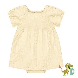 Vestido Body Bebê Vermelho em Malha Laise Manga Bufante