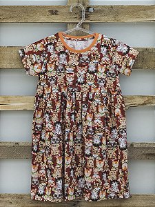 Vestido Gatinhos manga Curta