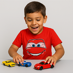 Blusa Carros Mcqueen - Estampa Brilha no Escuro