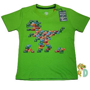 Blusa Dinossauro lego - estampa brilha no escuro - verde limão