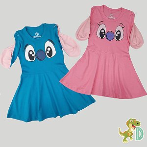 Vestido Stitch e Angel Roupa Temática Interativa Fantasia