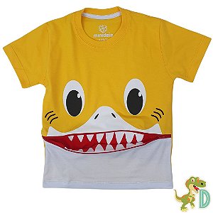 Blusa tubarão Baby Shark a amarelo - Tecido de algodão