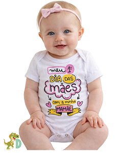 Body Bebê Feminino Meu 1º Dia das Mães – Roupa de Bebê Personalizada