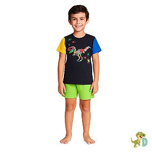 Pijama Dinossauro esqueleto- BRILHA NO ESCURO