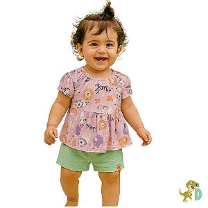 Conjunto bebê safari lilás