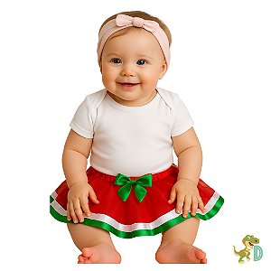 Saia de tule vermelho com verde de luxo