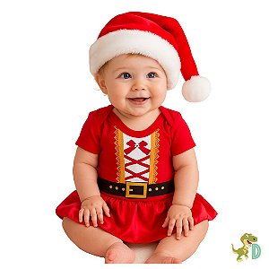 Body Natal para Bebê menina Mamãe Noel