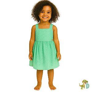 Vestido Infantil em Laise - Vermelho e Verde