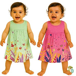 Vestido Infantil Jardim Encantado | Leve, Confortável e Colorido- Dinococois