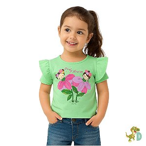 Blusa Infantil Floral em Algodão | Camiseta Menina Confortável – Dinococois