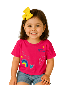 Cropped Infantil Menina “Sempre Amigas” Rosa – Dinococois
