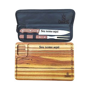 Kit Tábua com Porta Molho e Estojo de Faca
