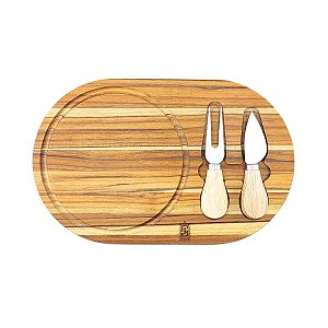 Kit Tábua De Queijo Faca E Garfo Para Servir